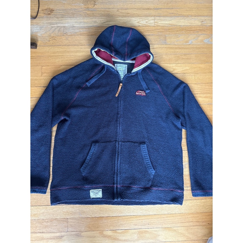 Weird Fish Mens 2XL Navy Blue Full Zip Textured Hoodie Jacket